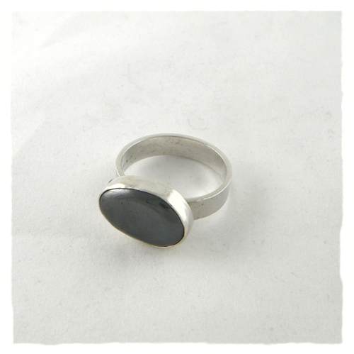 Silver ring with haematite